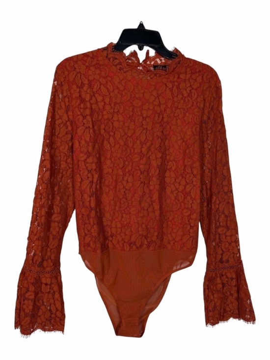 Endless Rose Tops - Endless Rose NWT Women’s Rust Orange Lace Long Bell Sleeve Bodysuit Size Large.